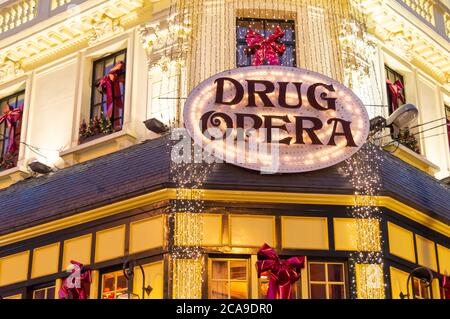 BRUXELLES, BELGIO - 1° GENNAIO 2019: Drug Opera Restaurant a Bruxelles, Belgio, il 1° gennaio 2019. Foto Stock