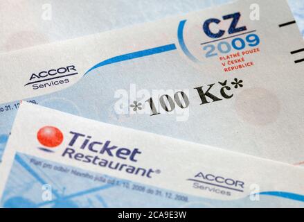 Buoni per il pranzo al Ticket Restaurant emessi dalla società Accor Services. (Foto CTK/Martin Sterba) Foto Stock