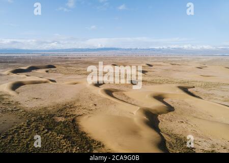 Veduta aerea della terra asciutta a Qinghai, Cina Foto Stock