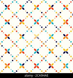 Pattern geometrico astratto, piccoli punti e punti. Particelle colorate su sfondo avorio chiaro. Modello vettoriale senza giunture. Sfondo astratto. Illustrazione Vettoriale