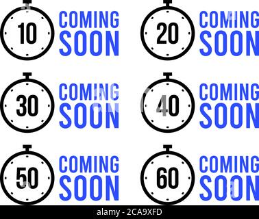 Set di timer semplici. Prossimamente o icone vettoriali del timer conto alla rovescia impostate. Icone del cronometro in stile piatto, orologio e orologio con timer digitale. Illusione vettoriale Illustrazione Vettoriale