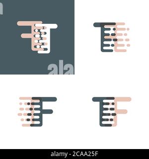 Logo TF lettere con accento velocità rosa e grigio Illustrazione Vettoriale