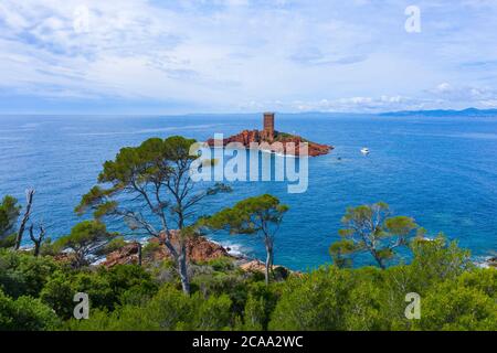 Francia, Costa azzurra, Varo, Vista aerea di Cap Esterel, Foto Stock