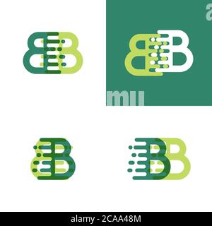 Logo con lettere BB con accentuazione della velocità in verde chiaro e verde scuro Illustrazione Vettoriale