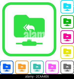 Directory principale FTP icone piatte colorate vivide con bordi curvi su sfondo bianco Illustrazione Vettoriale