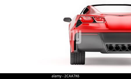 Vista posteriore di un'auto SUV sportiva rossa isolata su sfondo bianco. Foto Stock