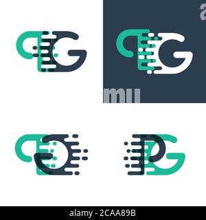 Logo PG Letters con accentuazione della velocità in verde e blu scuro Illustrazione Vettoriale