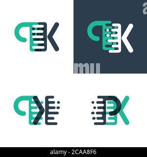 Logo PK con accentuazione della velocità in verde e blu scuro Illustrazione Vettoriale