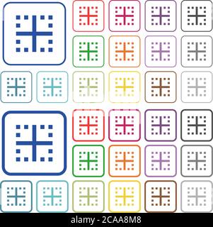 I bordi interni colorano le icone piatte in cornici quadrate arrotondate. Versioni sottili e spesse incluse. Illustrazione Vettoriale