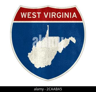 West Virginia Interstate segnaletica mappa Foto Stock