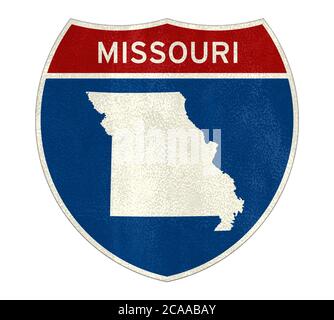 Stato del Missouri - interstate cartello stradale Foto Stock