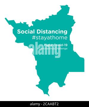 Roraima mappa del Brasile con Social Distancing stayathome tag Illustrazione Vettoriale