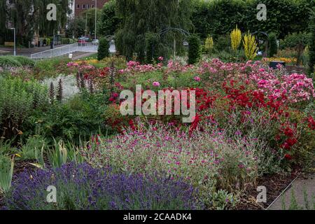 HEMEL HEMPSTEAD - INGHILTERRA 04 AGO: Mostra giardino dei giardini acquatici Jellicoe a Hemel Hempstead, Regno Unito il 4 agosto 2020 Foto Stock