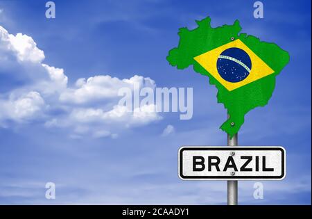 Brasile - cartello stradale mappa Foto Stock