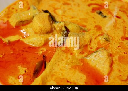 Ricetta piccante e gustosa di curry di pesce indiano. Foto Stock