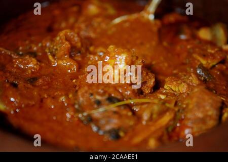 Ricetta piccante e gustosa di curry di pesce indiano. Foto Stock