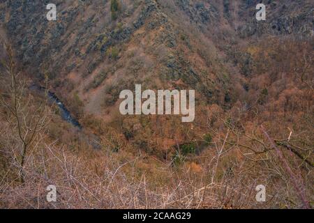 Bodetal selvaggio dal punto di osservazione Prinzensicht al Parco Nazionale delle Montagne di Harz in Germania Foto Stock