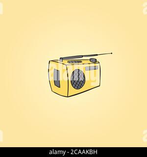 Vector retro boom box, retro music player, retrò radio cassette - media, illustrazione di boom box classico, radio box, magnitudine Illustrazione Vettoriale