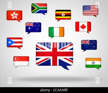 Lingua inglese nel mondo - Paesi diversi con lingua inglese Foto Stock