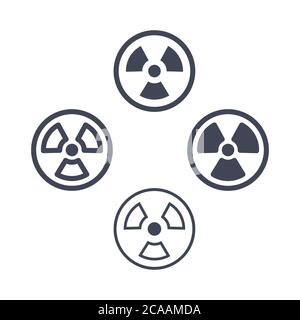Icona rischio biologico. Icona radioattiva. Simbolo di pericolo, segnale di avvertimento del virus. Simbolo di rischio biologico vettoriale isolato su sfondo bianco. Emblema di Thr. Biologico Illustrazione Vettoriale