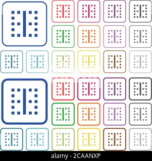 Icone piatte a colori con bordi verticali in cornici quadrate arrotondate. Versioni sottili e spesse incluse. Illustrazione Vettoriale