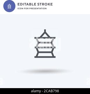 Vettore icona rete da pesca, segno piatto riempito, pittogramma solido isolato su bianco, illustrazione del logo. Icona rete di pesca per la presentazione. Illustrazione Vettoriale