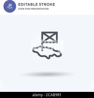 Vettore icone Giamaica, segno piatto riempito, pittogramma solido isolato su bianco, illustrazione del logo. Icona Giamaica per la presentazione. Illustrazione Vettoriale