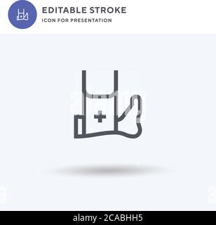 Vettore icona gamba rotta, segno piatto pieno, pittogramma solido isolato su bianco, illustrazione del logo. Icona gamba rotta per la presentazione. Illustrazione Vettoriale