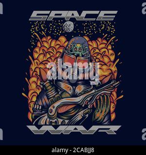 illustrazione vettoriale della guerra spaziale per la vostra azienda o marca Illustrazione Vettoriale