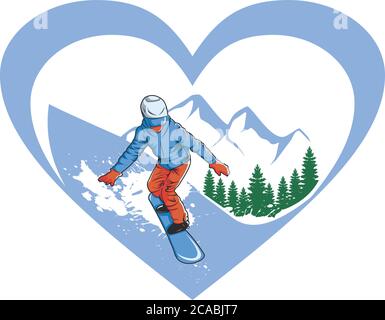 amo sci snowboard disegno stupefacente per la vostra azienda o. marchio Illustrazione Vettoriale