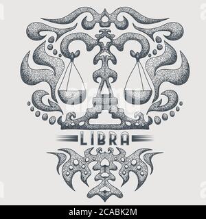 LIBRA zodiac vintage illustrazione vettoriale per la vostra azienda o marca Illustrazione Vettoriale