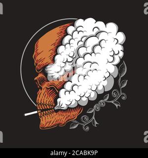 illustrazione del vettore di fumo del cranio per la vostra azienda o marca Illustrazione Vettoriale