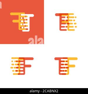 Logo TF lettere con accento velocità morbido arancione e giallo Illustrazione Vettoriale