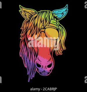 testa di cavallo colorata illustrazione vettoriale per la vostra azienda o marca Illustrazione Vettoriale