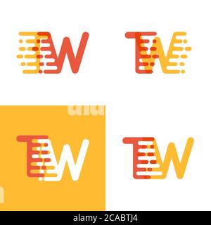 Logo con lettere TW con tonalità arancione e giallo Illustrazione Vettoriale