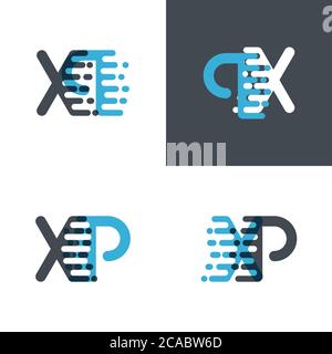 Logo XP Letters con accento velocità blu chiaro e grigio chiaro Illustrazione Vettoriale