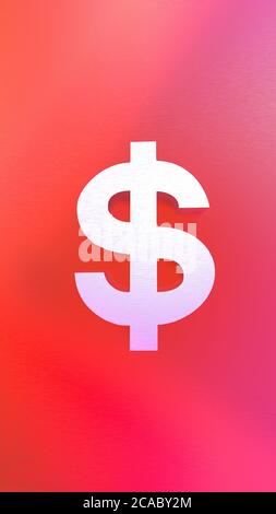 rendering 3d di un simbolo del dollaro su un verticale rosa sfondo Foto Stock