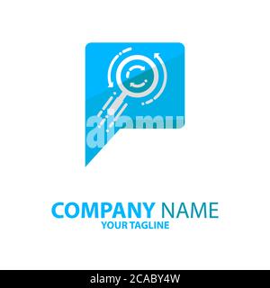 Search Chat Loading Blue Logo Concept può essere utilizzato per aziende e aziende Illustrazione Vettoriale