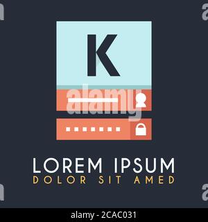 K login Security logo design Inspiration può essere utilizzato per aziende e aziende Illustrazione Vettoriale