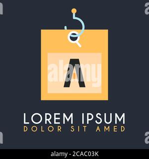 Una bella nota di giallo carta gancio logo lettera di ricerca, UN logo lettera di ispirazione design Illustrazione Vettoriale