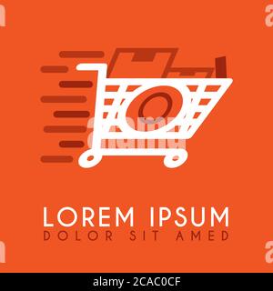 Vector White e Orange Shopping Cart Letter o Logo design Illustrazione Vettoriale