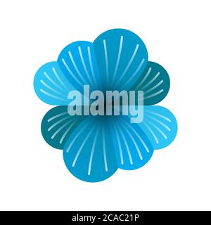 Logo due nuvole blu con linee bianche e fiori, logo fiore blu con doppia sicurezza dei dati Illustrazione Vettoriale