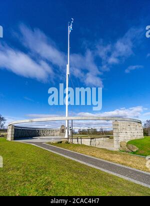 La Battaglia di Bannockburn attrazione turistica a Stirling Scozia con Rotunda e Bandiera Pole Foto Stock