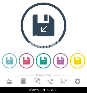 Troncare le icone di colore piatto del file nei contorni arrotondati. 6 icone bonus incluse. Illustrazione Vettoriale