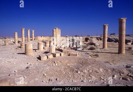 Tel Nitzana una città nabataea situata nel sud-ovest del deserto di Negev in Israele vicino al confine egiziano. Potrebbe essere stata una stazione di carovan cammello Foto Stock