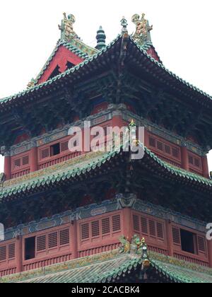 L'edificio nel Tempio di Shaolin con architettura dettagliata. Il Monastero di Shaolin è conosciuto anche come Tempio di Shaolin. Dengfeng, Zhengzhou City, Henan Pr Foto Stock