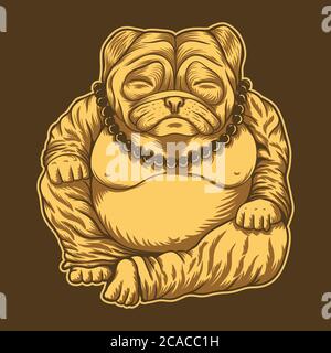 Illustrazione di Budai Pug per la vostra azienda o marca Illustrazione Vettoriale
