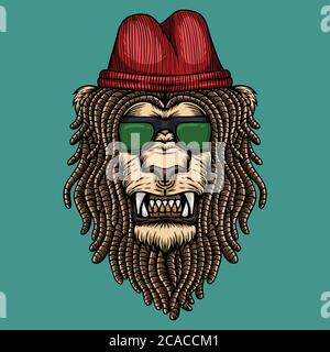 lion dreadlocks testa illustrazione vettoriale per la vostra azienda o marchio Illustrazione Vettoriale