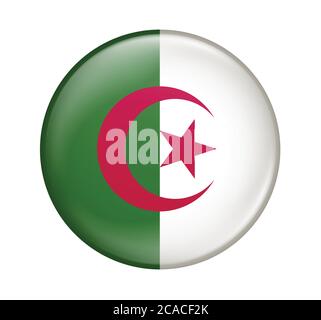 Icona bandiera Algeria isolata su sfondo bianco.bandiera Algeria.icona bandiera lucida. Illustrazione Vettoriale