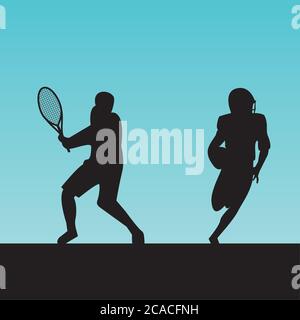 gruppo di persone atletiche che praticano silhouette sportive disegno vettoriale illustrazione Illustrazione Vettoriale